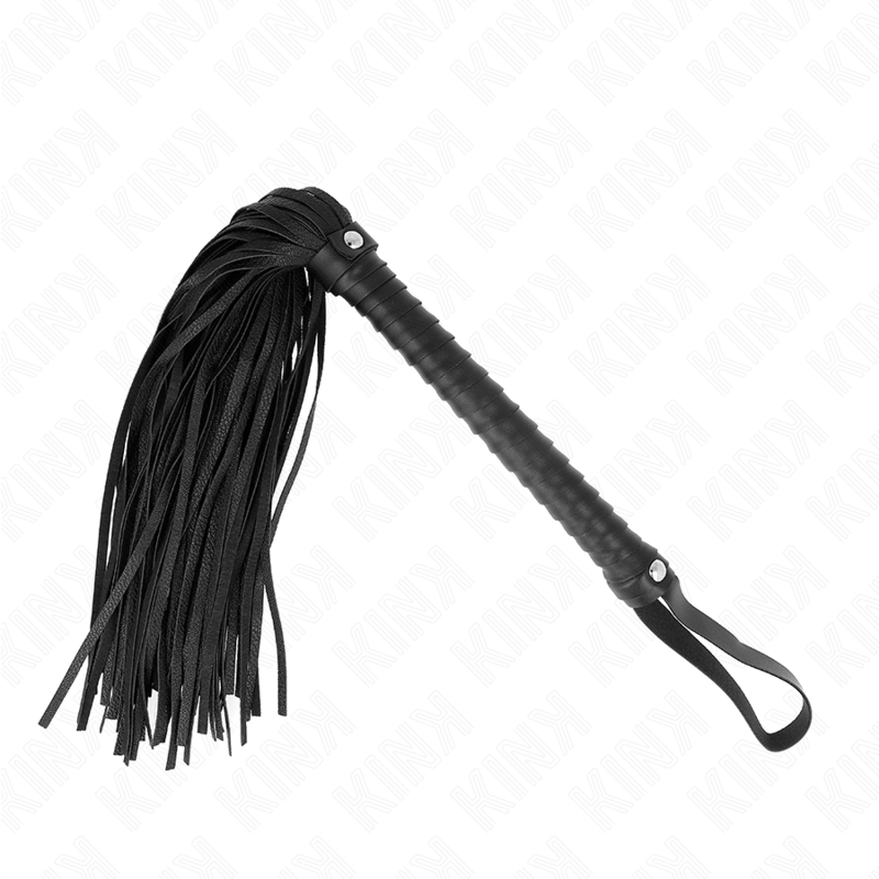 KINK – Schwarzer Flogger mit strukturiertem Griff, 48,5 cm