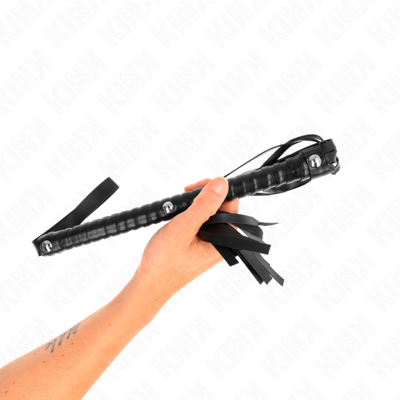 KINK – Schwarzer Flogger mit strukturiertem Griff, 48,5 cm