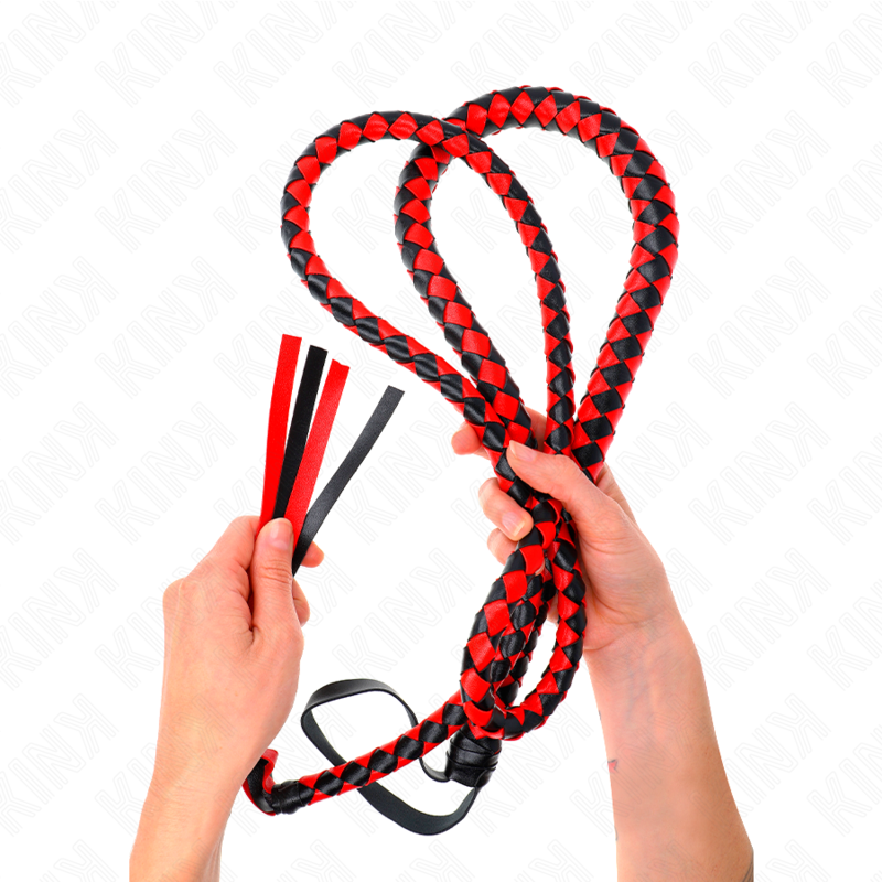 KINK Serpent – Látigo trenzado, 210 cm – Rojo y negro