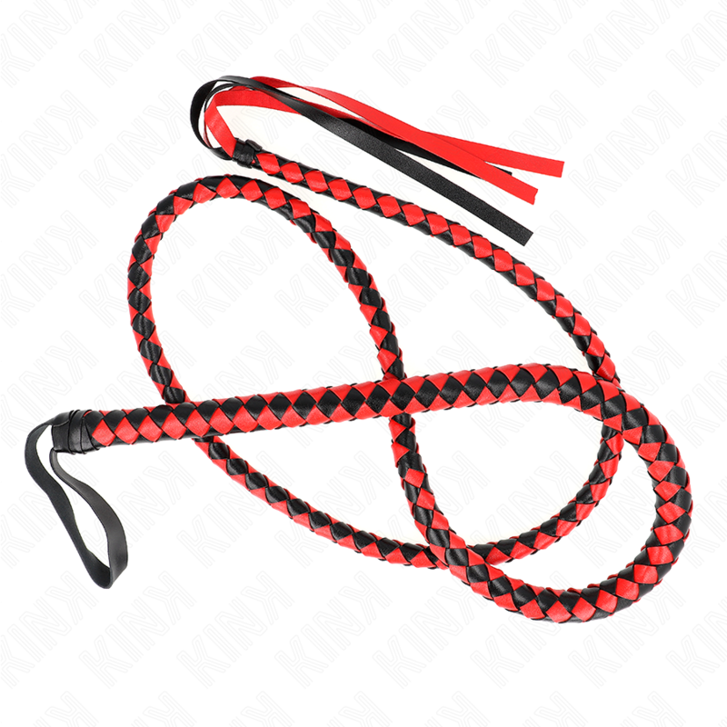 KINK Serpent – Látigo trenzado, 210 cm – Rojo y negro