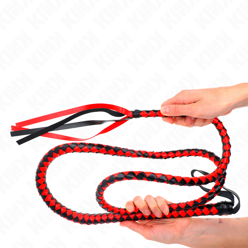 KINK Serpent – Látigo trenzado, 210 cm – Rojo y negro