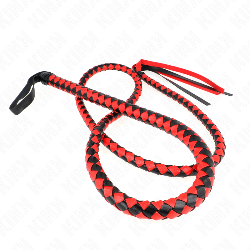 KINK Serpent – Látigo trenzado, 210 cm – Rojo y negro