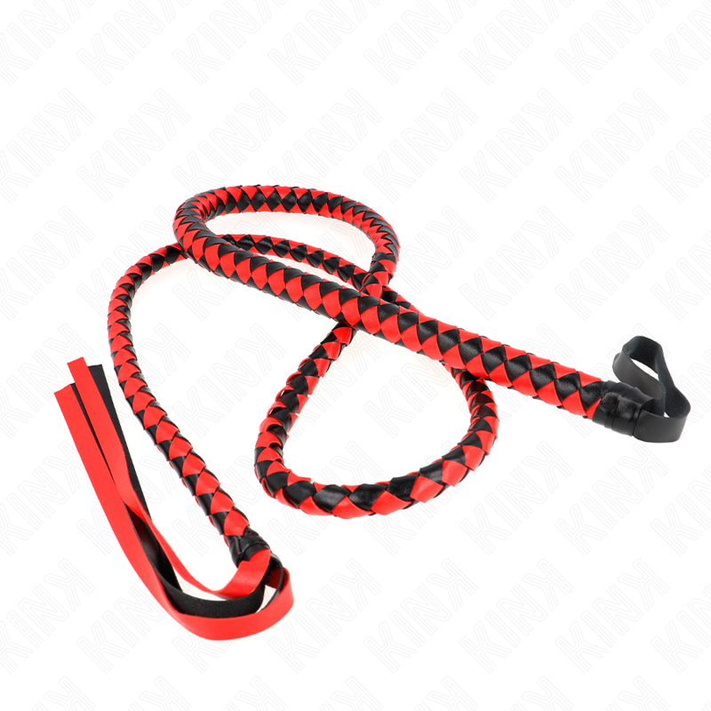 KINK Serpent – Látigo trenzado, 210 cm – Rojo y negro