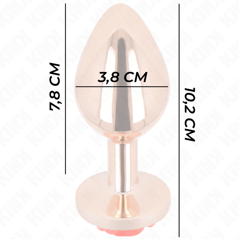 KINK Rose – Plug anal de acero con rosa roja, tallas S a L – Oro rosa – Talla L