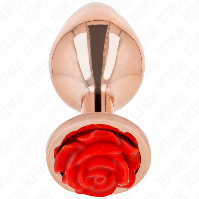 KINK Rose – Plug anal de acero con rosa roja, tallas S a L – Oro rosa – Talla M