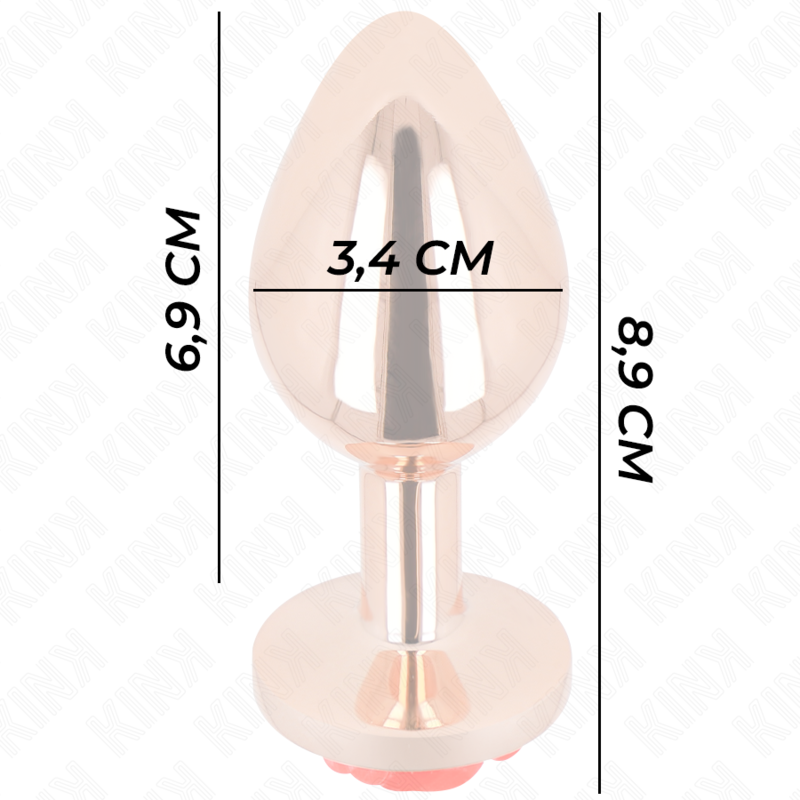 KINK Rose – Plug anal de acero con rosa roja, tallas S a L – Oro rosa – Talla M