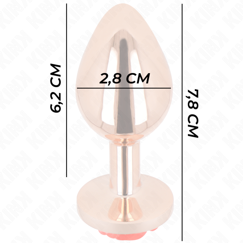 KINK Rose – Plug anal de acero con rosa roja, tallas S a L – Oro rosa – Talla S