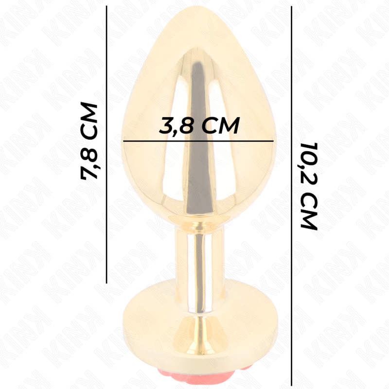 KINK Rose – Plug anal de acero con rosa roja, tallas S a L – Dorado – Talla L