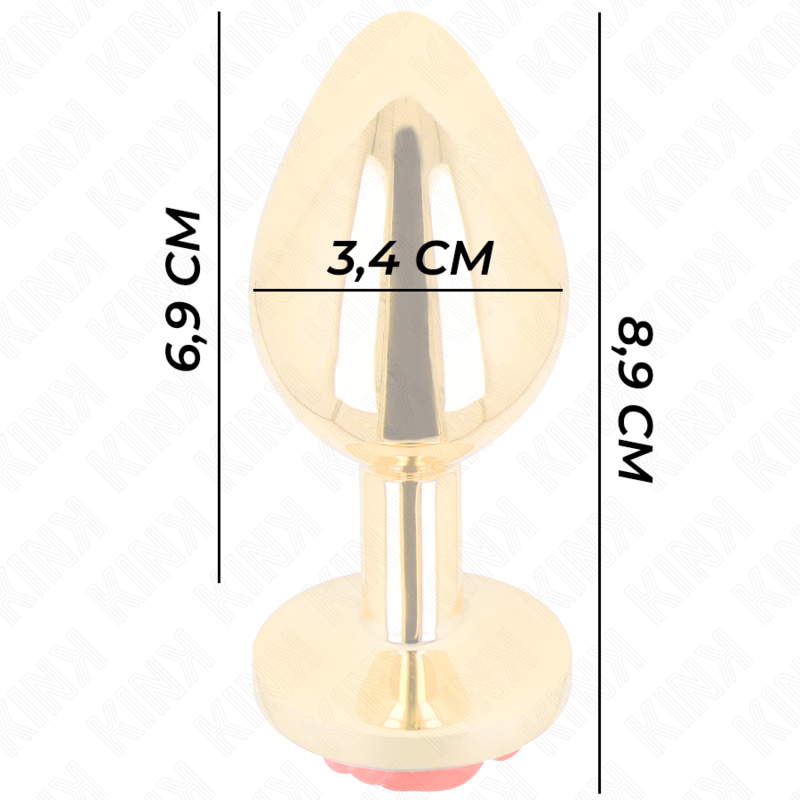 KINK Rose – Plug anal de acero con rosa roja, tallas S a L – Dorado – Talla M