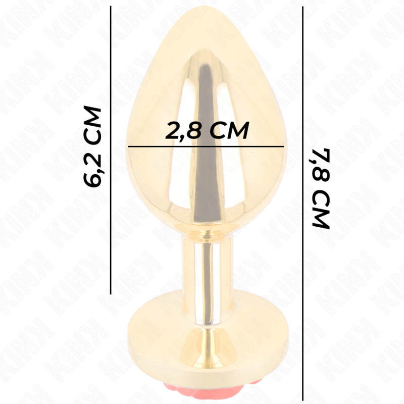 KINK Rose – Plug anal de acero con rosa roja, tallas S a L – Dorado – Talla S