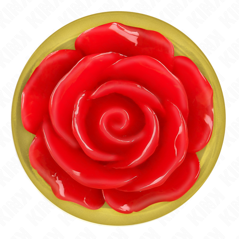 KINK Rose – Plug anal de acero con rosa roja, tallas S a L – Dorado – Talla S