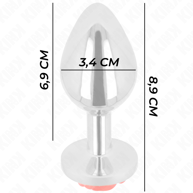 KINK Rose – Plug anal de acero con rosa roja, tallas S a L – Plateado – Talla M