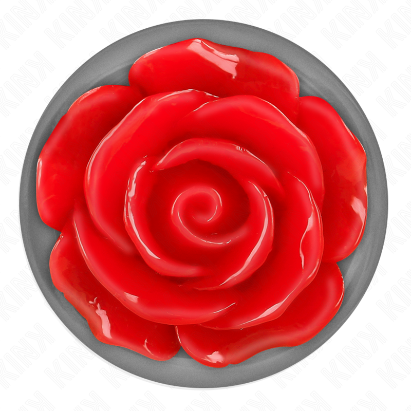 KINK Rose – Plug anal de acero con rosa roja, tallas S a L – Plateado – Talla M