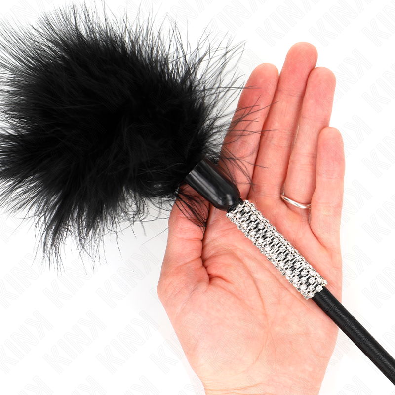 KINK – Plumero BDSM con pedrería y varilla larga, 50 cm