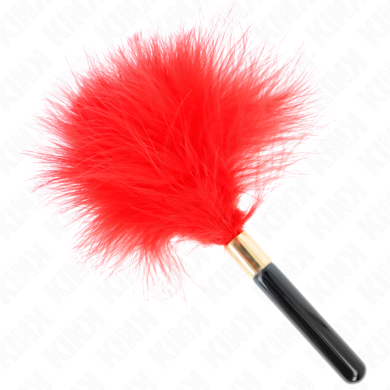 KINK – Piccolo piumino per giochi BDSM, anello dorato, 18 cm – Rosso