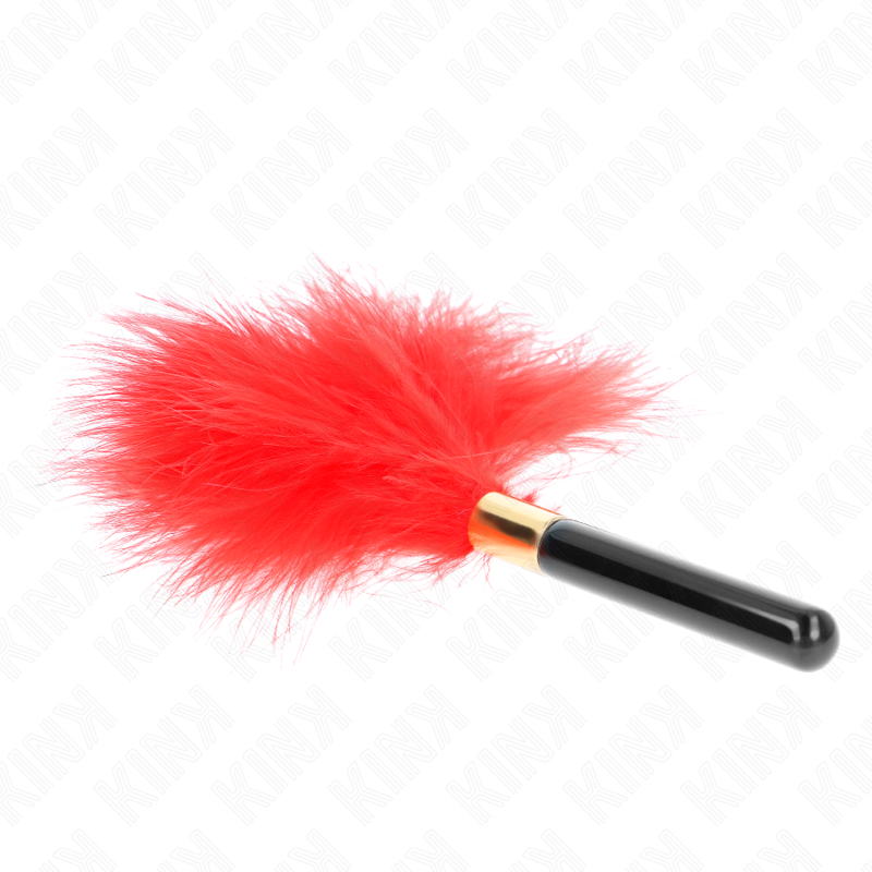 KINK – Piccolo piumino per giochi BDSM, anello dorato, 18 cm – Rosso