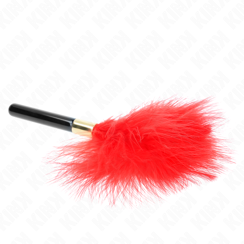 KINK – Piccolo piumino per giochi BDSM, anello dorato, 18 cm – Rosso