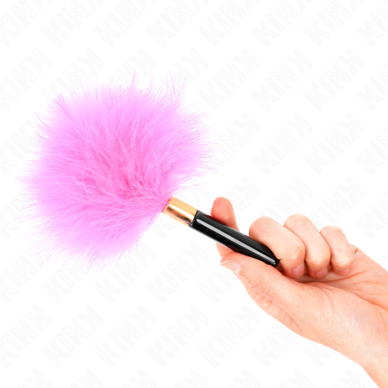 KINK – Piccolo piumino per giochi BDSM, anello dorato, 18 cm – Fucsia