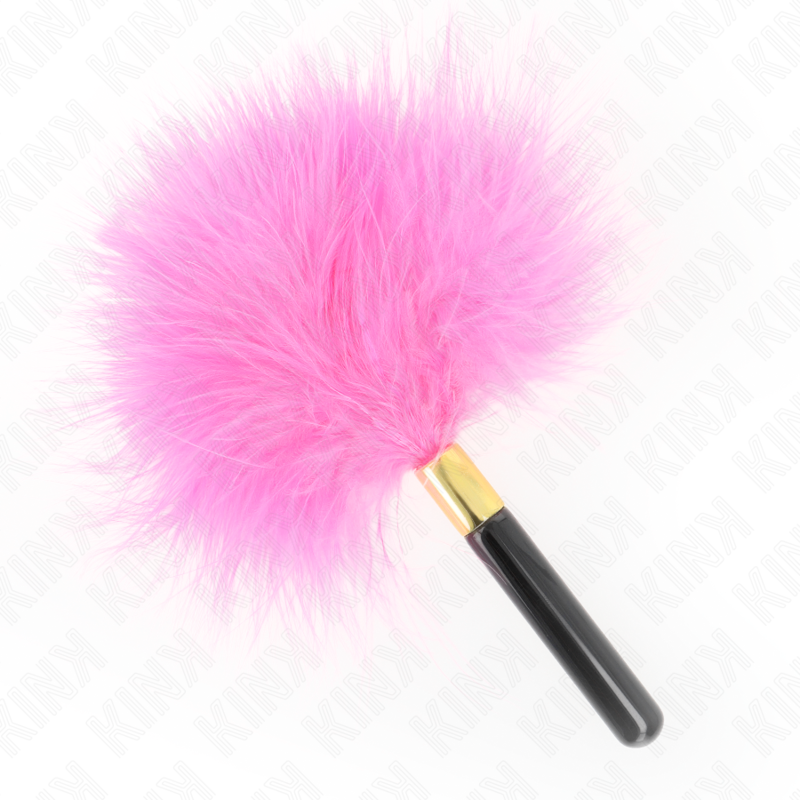 KINK – Piccolo piumino per giochi BDSM, anello dorato, 18 cm – Fucsia