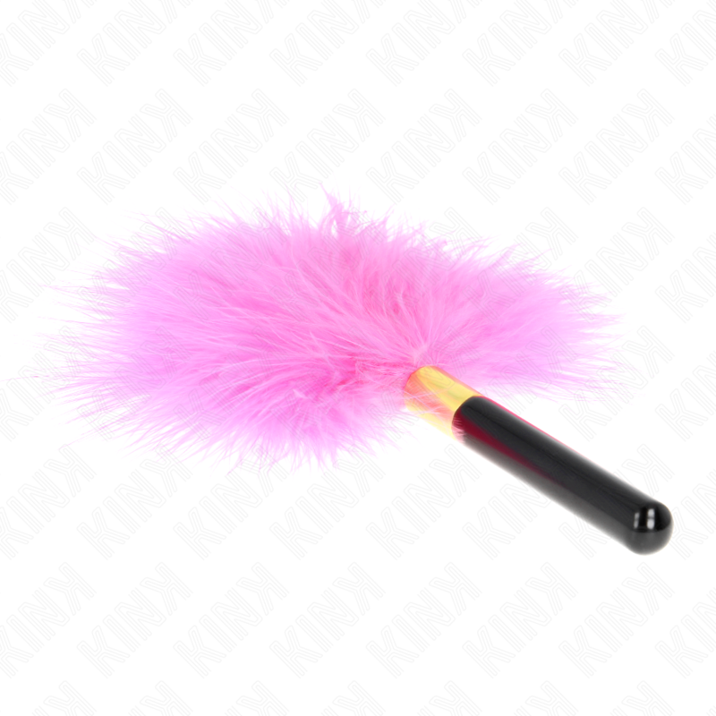 KINK – Piccolo piumino per giochi BDSM, anello dorato, 18 cm – Fucsia