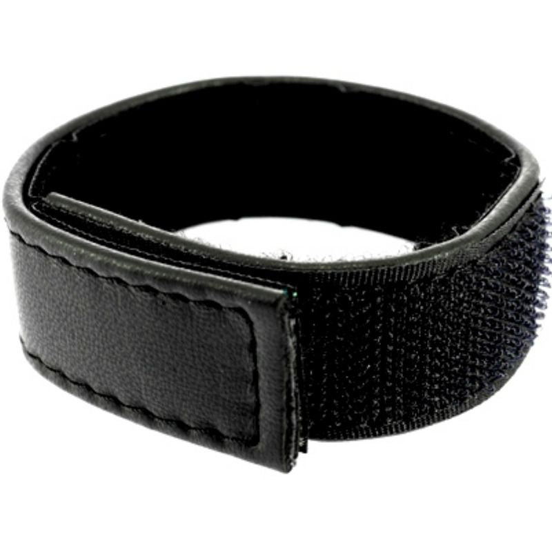 Leather Body — Sangle en cuir réglable avec velcro pour pénis noir