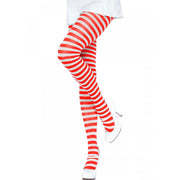 Leg Avenue – Calze collant sexy a righe bianche e rosse