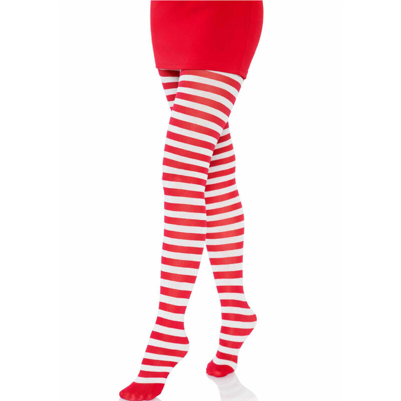 Leg Avenue – Ringelstrumpfhose in Weiß und Rot