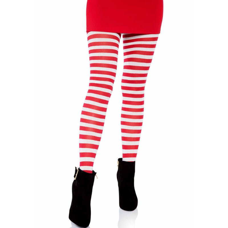 Leg Avenue – Calze collant sexy a righe bianche e rosse