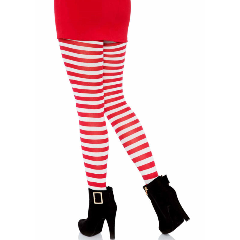 Leg Avenue – Calze collant sexy a righe bianche e rosse