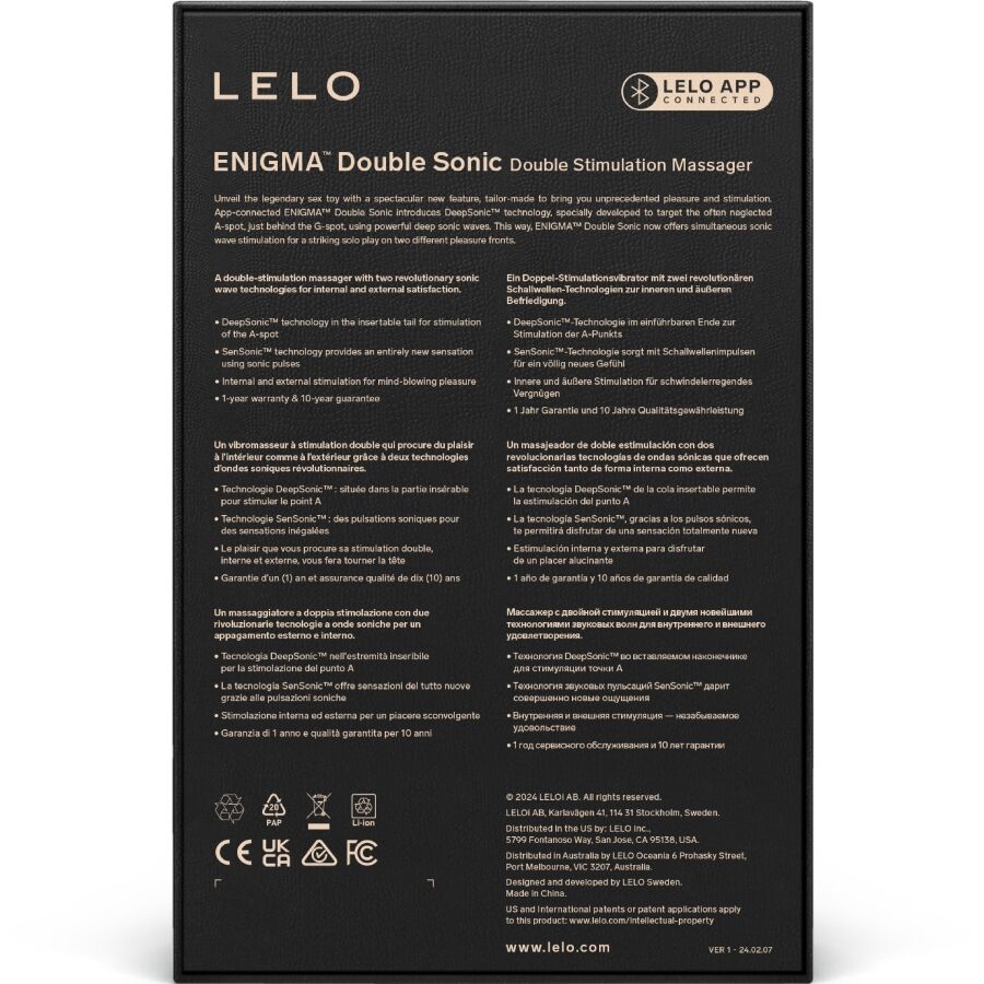 LELO Enigma Double Sonic – Vibratore a doppia stimolazione con app