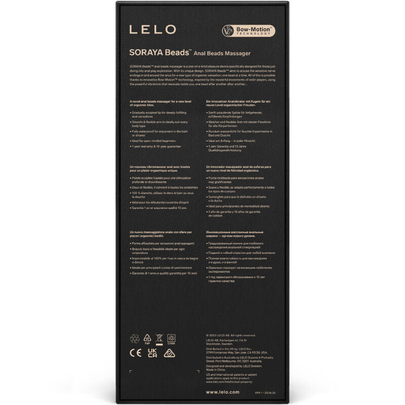 LELO Soraya Beads – Bolas anales vibradoras de tamaño creciente – Negro
