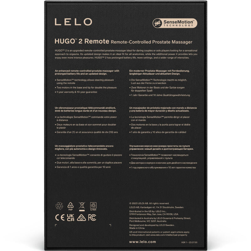 LELO Hugo 2 Remote – Massaggiatore prostatico con telecomando – Nero