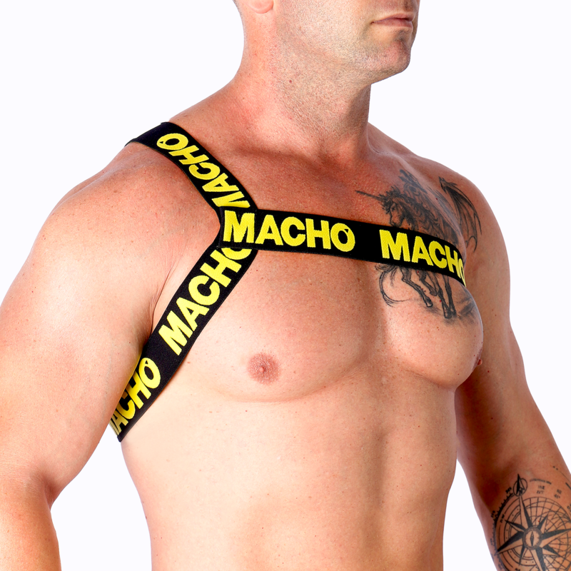 Macho Roman – Arnés de pecho elástico, lencería masculina – Amarillo