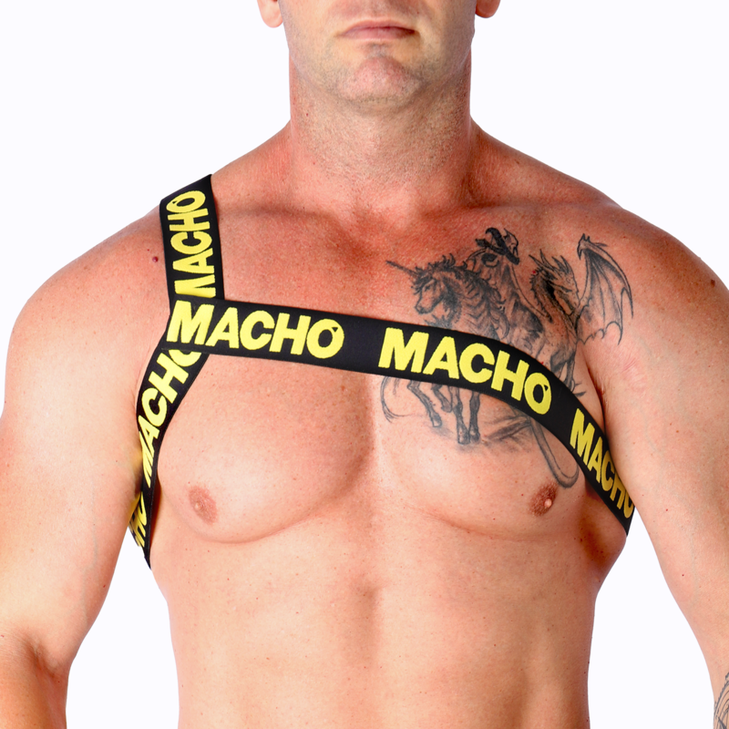 Macho Roman — Harnais de torse élastique — Jaune