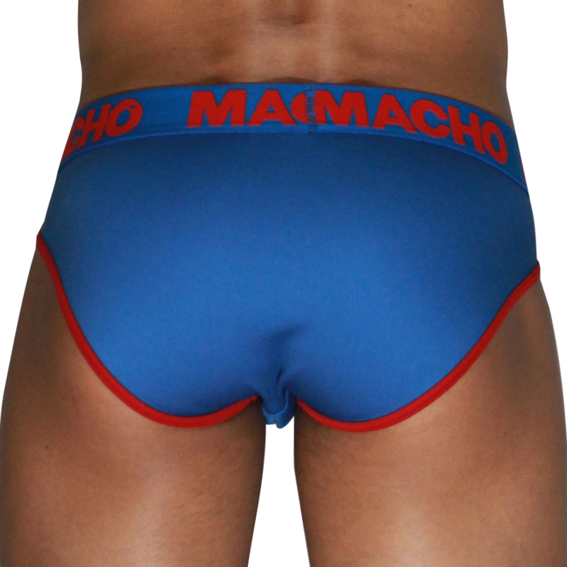 Macho MCH005 – Klassischer Herrenslip in Blau mit roten Säumen