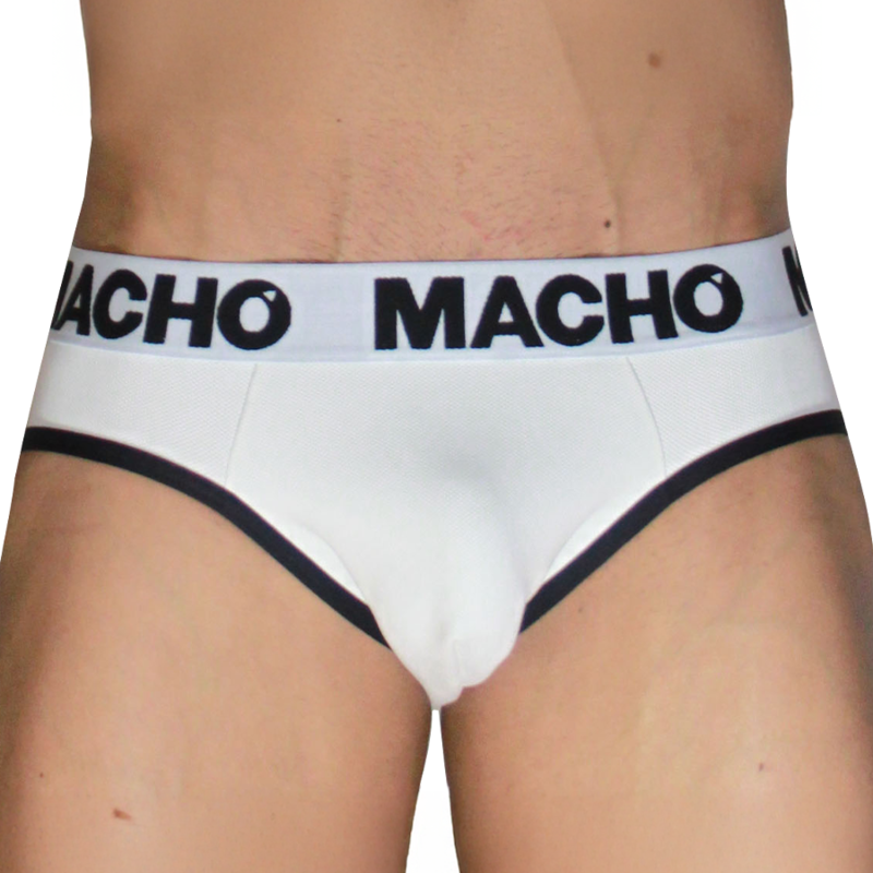 Macho MCH006 Classic – Slip de hombre blanco y negro