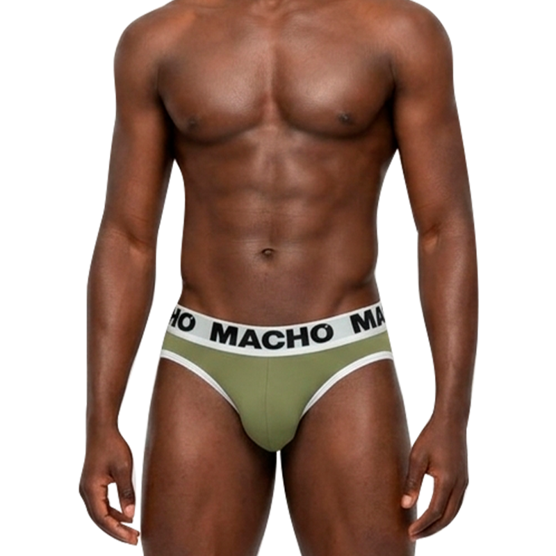 Macho MCH013 – Herrenslip in Militärgrün mit weißen Säumen