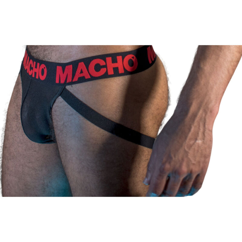 Macho MX26X2 – Jockstrap semitransparente negro y rojo