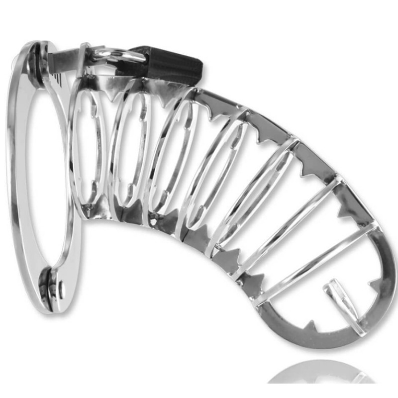 Metal Hard — Jaula para el pene con cierre de seguridad, 14 cm