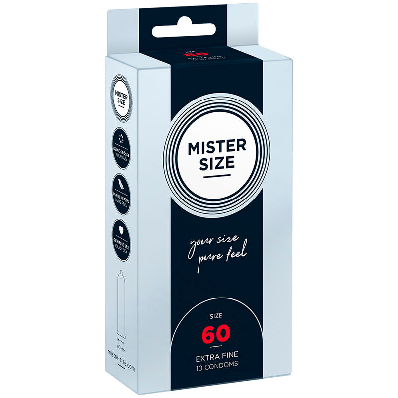 Packung Mister Size 60 mit zehn extra feinen Kondomen, Vorderseite
