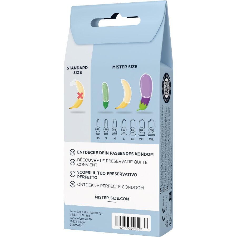MISTER SIZE – Preservativos de 53, 57 y 60 mm con cinta métrica