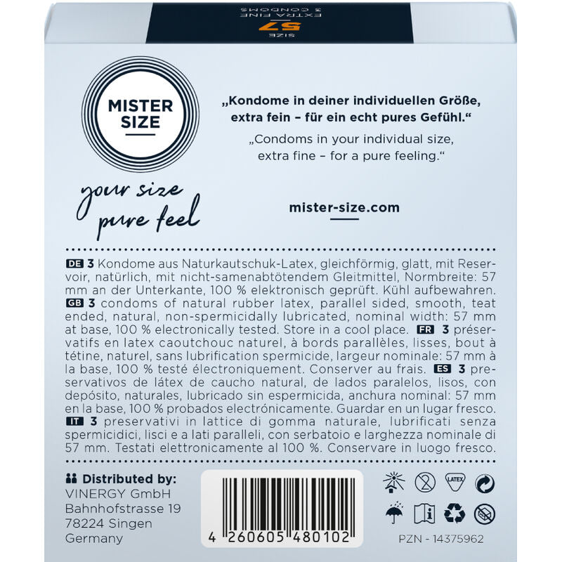 Mister Size 57 – Preservativos talla L, tres unidades