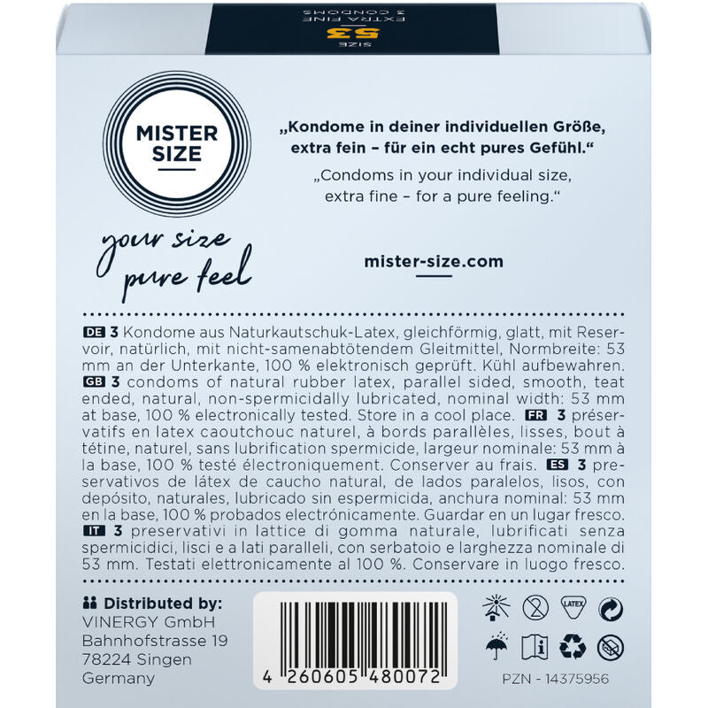 Mister Size 53 – Kondome in M, 53 mm Nennbreite, 3 Stück