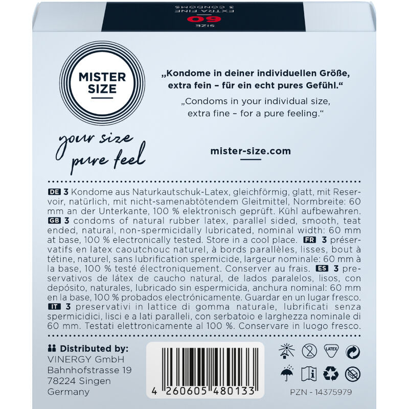 Mister Size 60 — Préservatifs XL, 3 unités