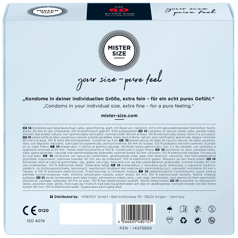 Mister Size 60 — Préservatifs XL, 36 unités