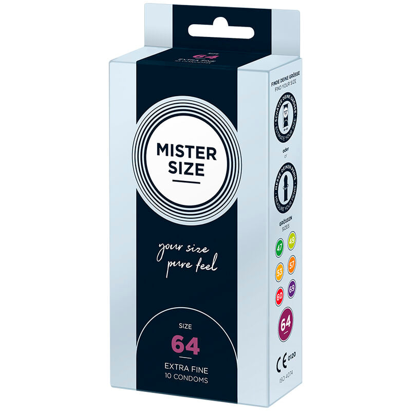 Mister Size 64 – Preservativos XXL de 64 mm, 10 unidades