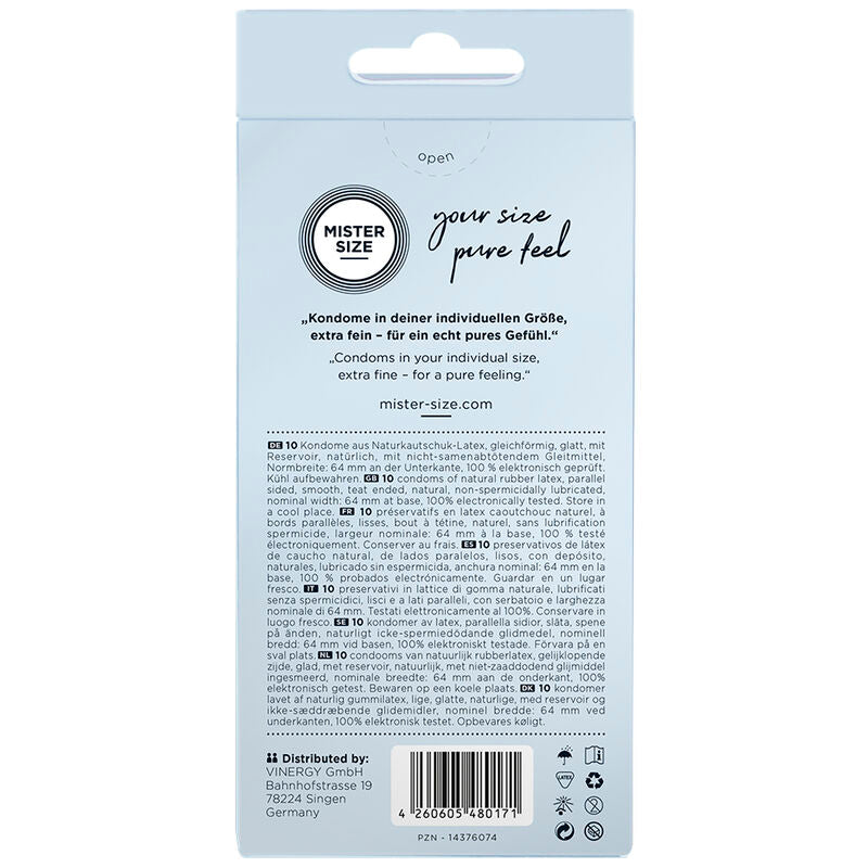 Mister Size 64 – Preservativos XXL de 64 mm, 10 unidades