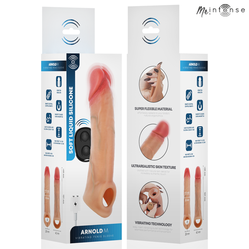 Mr. Intense — Arnold m vibrateur manchon pénis en silicone avec télécommande 14,5 cm -ø- 4 cm