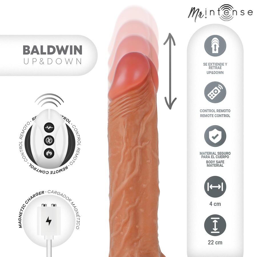Mr. Intense Baldwin, vibrador realista con vaivén, 22 cm