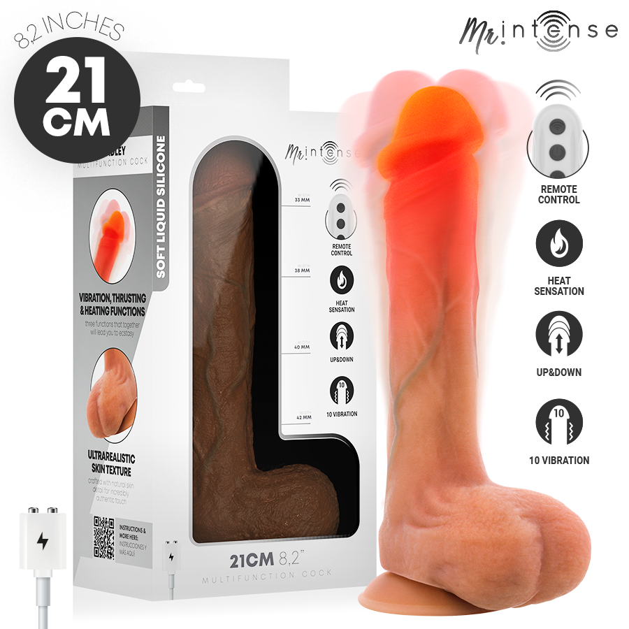Mr. Intense — Bradley godemichet vibrant en silicone avec effet chauffant et télécommande 21 cm -ø- 4,2 cm